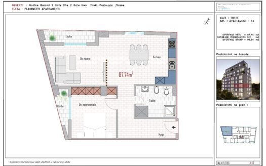 Shitet Apartament 2+1 BLV Residence Paskuqan